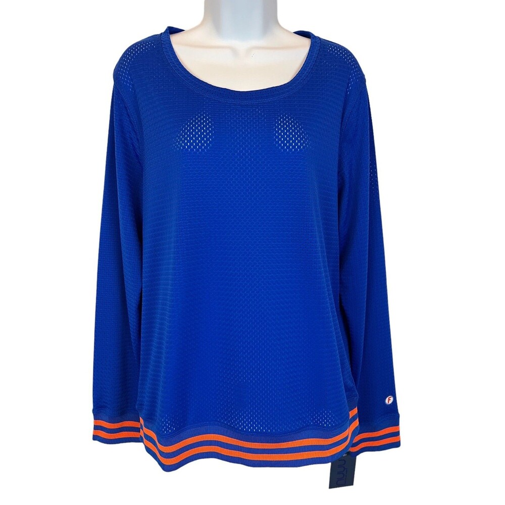 NUYU Blue & Orange Long Sleeve 1031 Mesh Sweatshirt XL NWT $80 Florida Gators